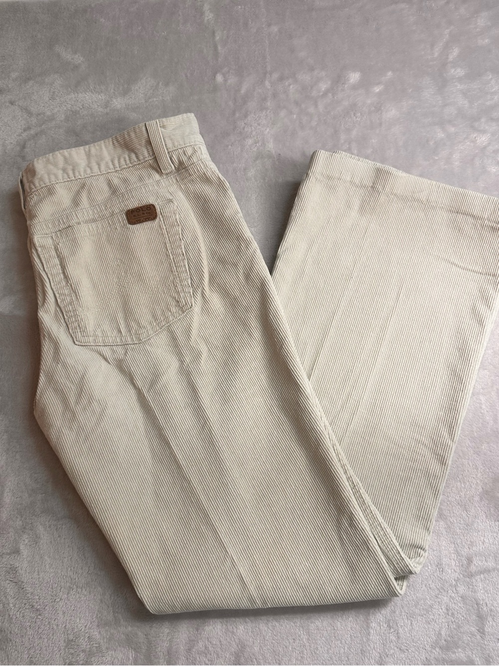Ralph Lauren Cream Corduroy Pants Size 8 Wide Leg 100% Cotton Vintage Style